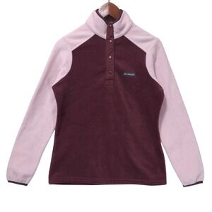 Columbia Fleece Half‎ Snap Neck Pullover Women S Jacket Maroon Pink Colorblock